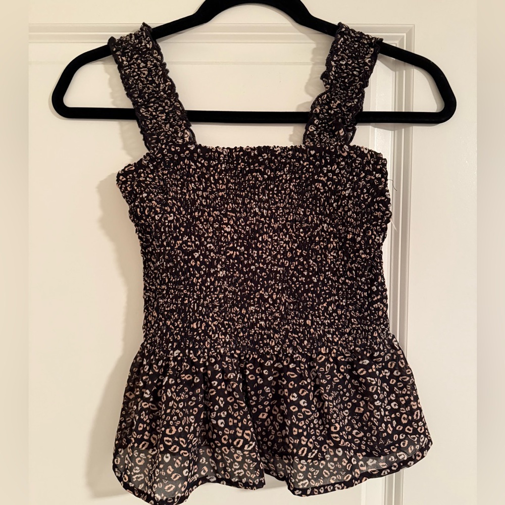 Japna Junior Small Leopard Print Smocked Stretchy Tank Top